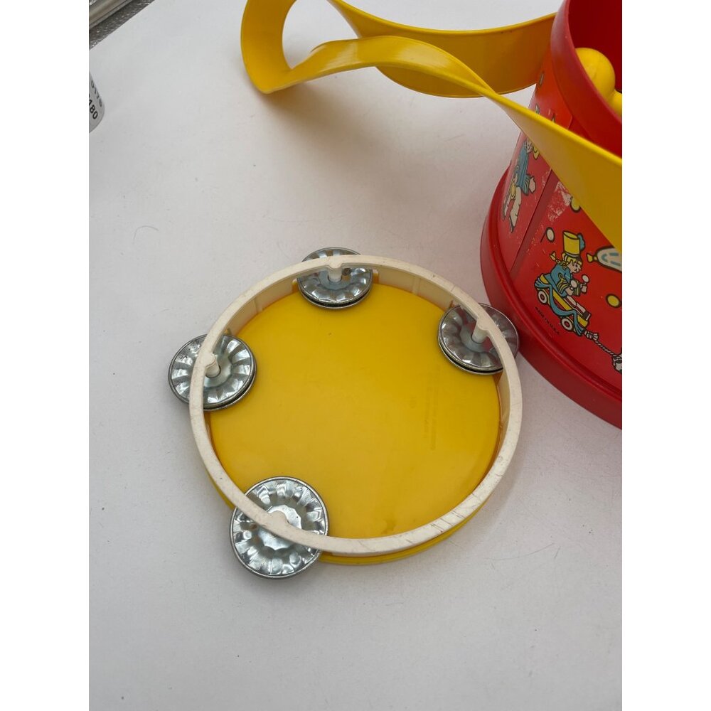 Vintage Fisher-Price Plastic Toy Drum Yellow Handle Marching Band Graphics 1979 - Picture 13 of 16